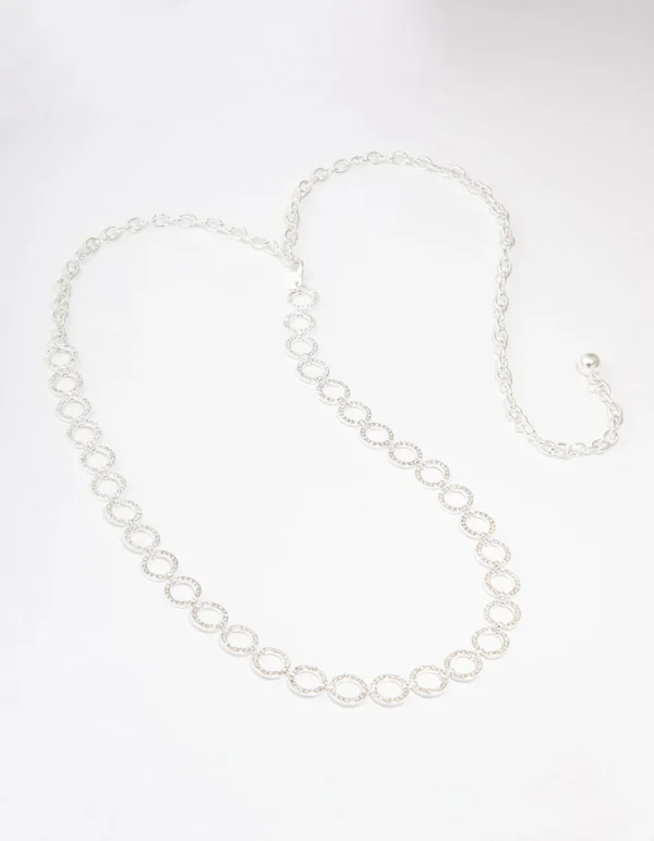 Silver Mini Open Diamante Circle Belt