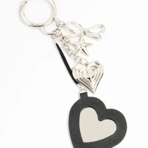 Silver Mirror Heart Keychain