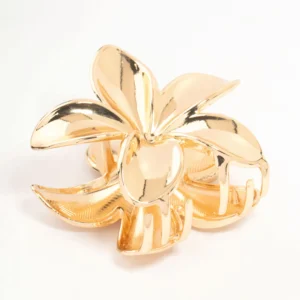 Gold Frangipani Hair Claw Clip