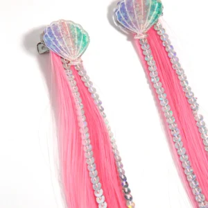 Kids Fabric Hair Shell Sequin Clip