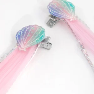 Kids Acrylic Faux Hair Sea Shell Sequin Clip