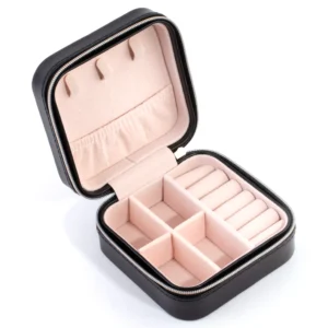 Black Smooth Faux Leather Square Jewellery Box
