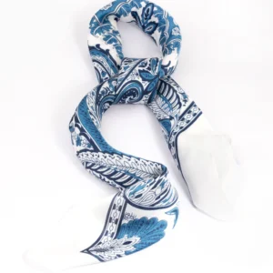 Blue Floral Paisley Print Bandana Hair Scarf
