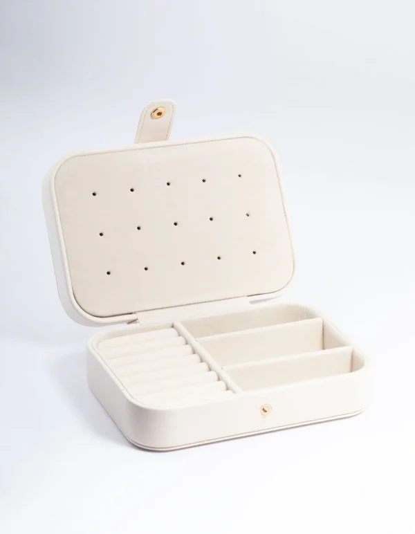 Cream Faux Leather Vanity Jewellery Box