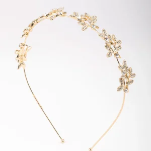Gold Diamante Leaf Headband