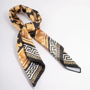 Black Fabric Vintage Double Print Scarf