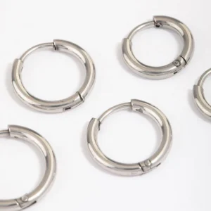 Surgical Steel Thin Classic Hoop Earrings Pack