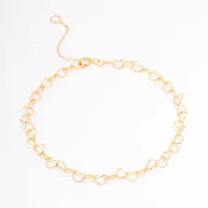 Gold Plated Sterling Silver Linked Hearts Bracelet
