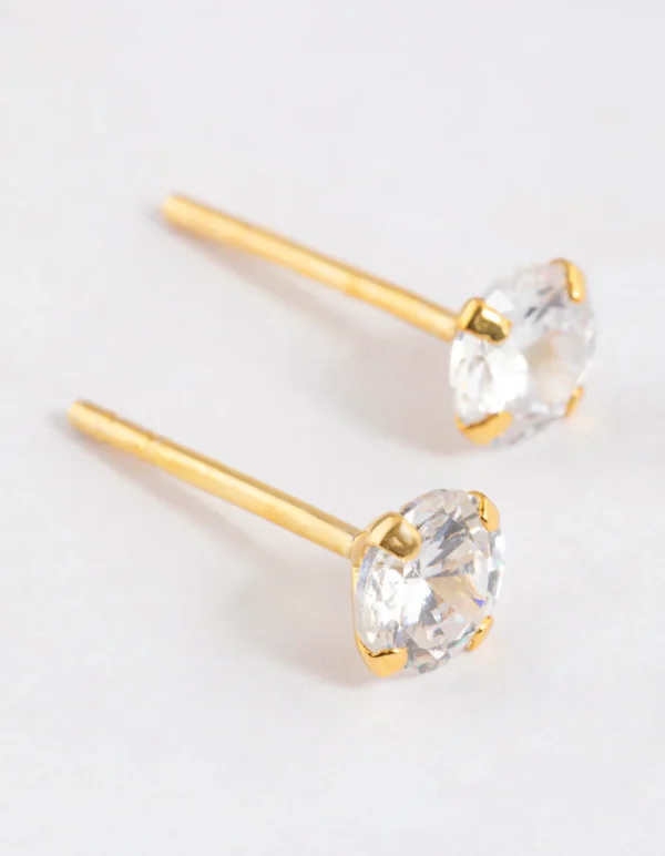 Gold Plated Sterling Silver Dainty Stud Earrings