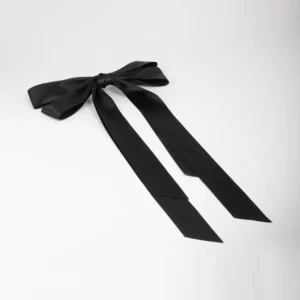 Black Fabric Oversized Ribbon Hair Bow Clip