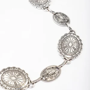 Antique Silver Textured Circular Chain Belt