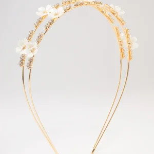 Gold Mini Crystal Flower Beaded Headband
