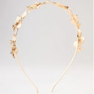 Gold Small Leafy Crystal Headband