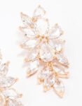 Gold Flower Cluster Drop Earrings