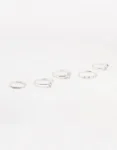 Silver Fine Pear Shaped Cubic Zirconia Rings 5-Pack