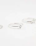 Silver Fine Pear Shaped Cubic Zirconia Rings 5-Pack