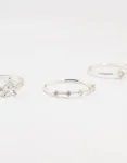 Silver Fine Pear Shaped Cubic Zirconia Rings 5-Pack