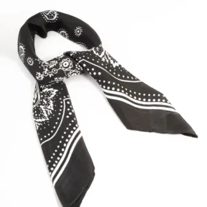 Classic Black Fabric Paisley Scarf