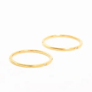 Waterproof Gold Plated Stainless Steel Fine Band Rings 2-Pack