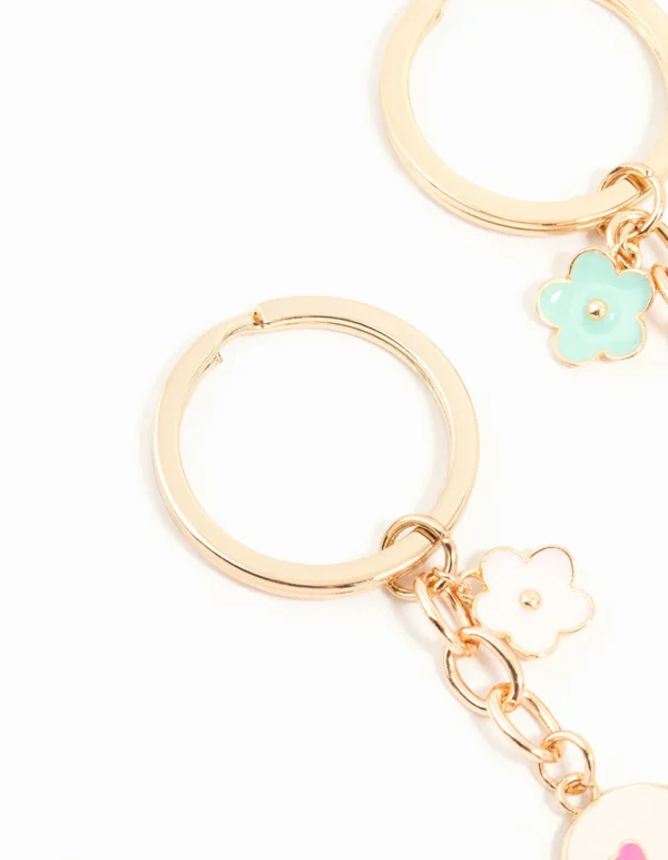 Kids Rainbow Glitter BFF Gold Keyrings 2-Pack