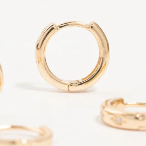 Gold Cubic Zirconia Cluster Hoop & Classic Stud Earrings 3-Pack