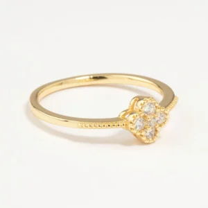 Gold Plated Sterling Silver Cubic Zirconia Flower Ring
