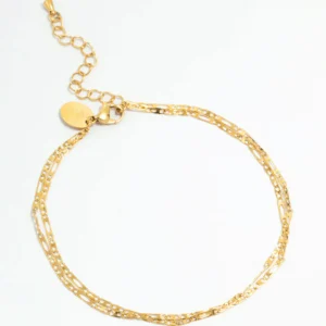 Waterproof Gold Plated Stainless Steel Double Layered Anklet