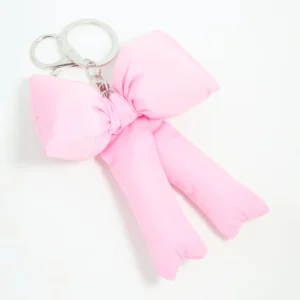 Pink Puffy Bow Keychain