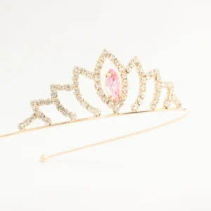 Kids Gold Pink Diamante Crown Headband