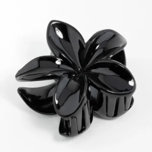 Black Frangipani Hair Claw Clip