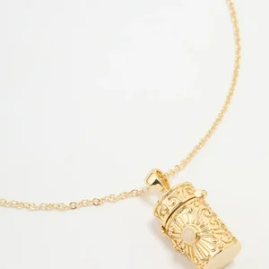 Gold Plated Barrel Pendant Necklace