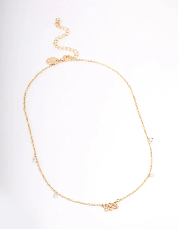 Gold Plated 888 Angel Number Cubic Zirconia Pendant Necklace