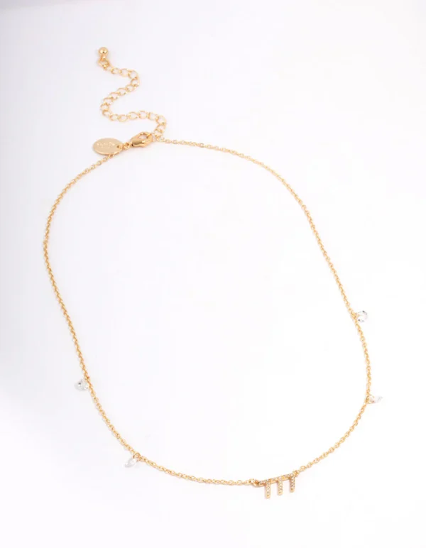Gold Plated 777 Angel Number Cubic Zirconia Pendant Necklace
